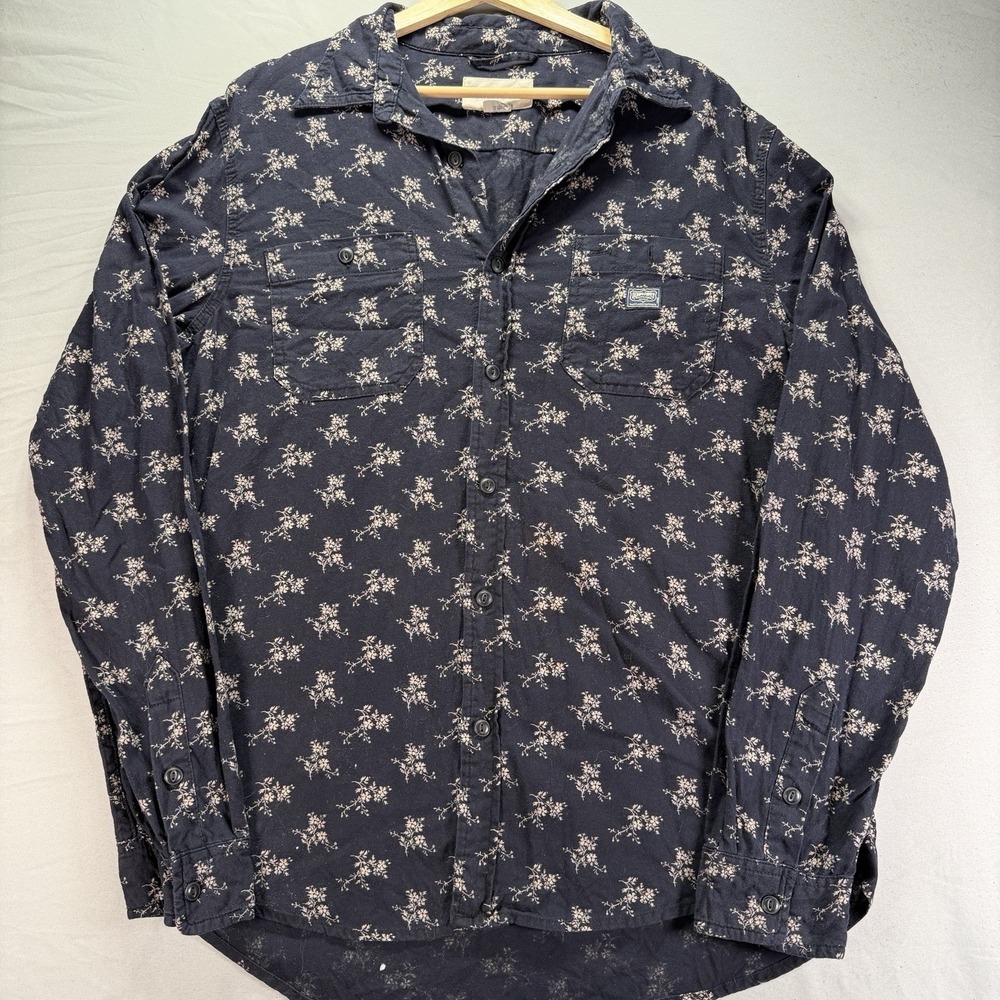 Denim Supply Ralph Lauren Shirt Mens Large Blue Button Up Floral AOP Western